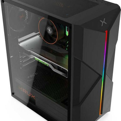 Krux Astral Gaming Midi Tower Κουτί Υπολογιστή με Πλαϊνό Παράθυρο και RGB Φωτισμό Μαύρο