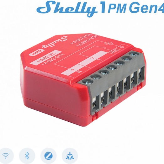 Shelly 1 Pm Smart Ενδιάμεσος Διακόπτης με Σύνδεση ZigBee