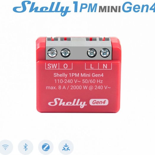 Shelly 1pm Mini Smart Ενδιάμεσος Διακόπτης με Σύνδεση ZigBee