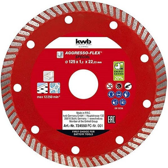 KWB Δίσκος Κοπής Δομικών Υλικών 125mm 724550