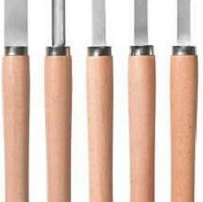 Einhell Σκαρπέλα με Κοίλη / Λοξή / Μυτερή Λάμα με Ξύλινη Λαβή Σετ 5τμχ