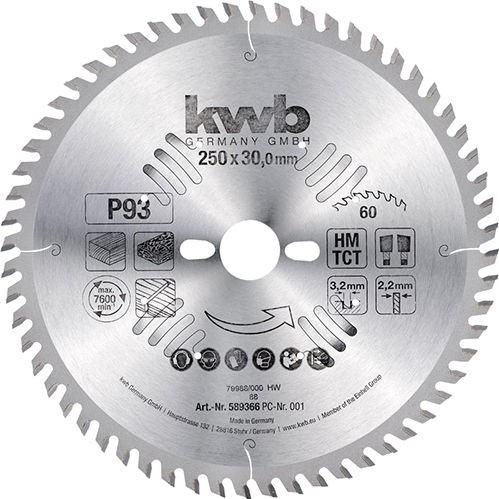 KWB Δίσκος Κοπής Ξύλου με 60 Δόντια 254mm 589561