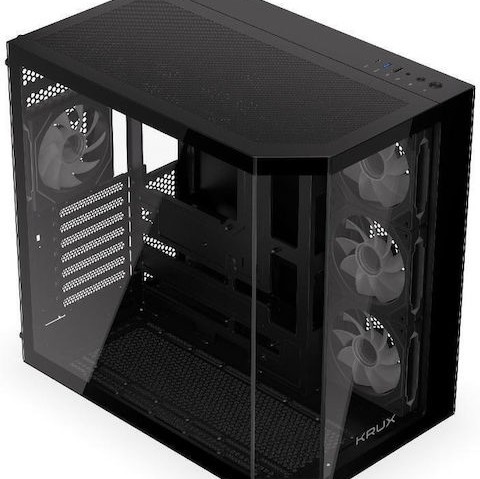 Krux Empero Gaming Midi Tower Κουτί Υπολογιστή με Πλαϊνό Παράθυρο και ARGB Φωτισμό Μαύρο