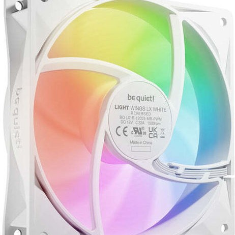 Be Quiet Light Wings LX Reverse Case Fan 120mm με ARGB Φωτισμό και Σύνδεση 4-Pin PWM Λευκό