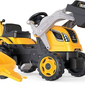 Παιδική Μπουλντόζα Ποδοκίνητη με Καρότσα & Πετάλι Κίτρινη