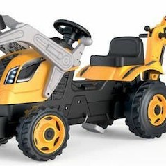 Παιδική Μπουλντόζα Ποδοκίνητη με Καρότσα & Πετάλι Κίτρινη
