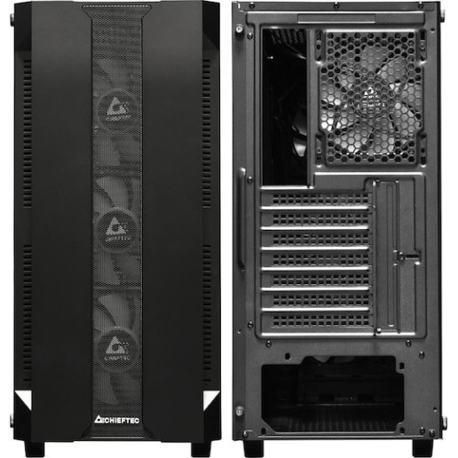 Chieftec Hunter Gaming Midi Tower Κουτί Υπολογιστή με Πλαϊνό Παράθυρο και RGB Φωτισμό Μαύρο