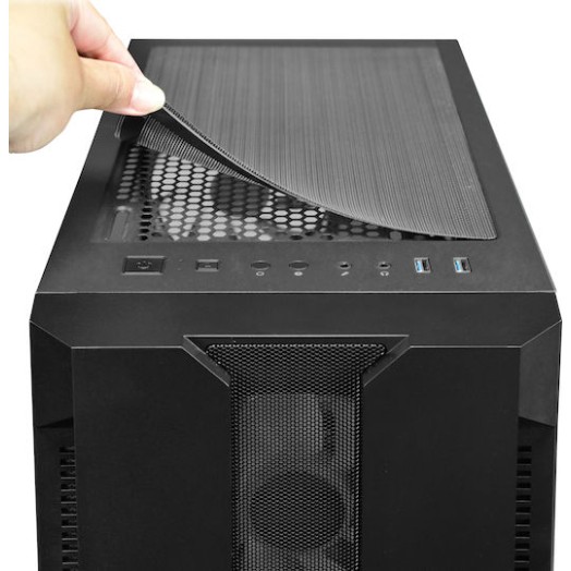 Chieftec Hunter Gaming Midi Tower Κουτί Υπολογιστή με Πλαϊνό Παράθυρο και RGB Φωτισμό Μαύρο
