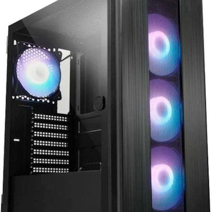 Chieftec Hunter 2 Gaming Midi Tower Κουτί Υπολογιστή με Πλαϊνό Παράθυρο και RGB Φωτισμό Μαύρο