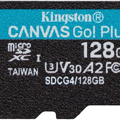 Kingston Canvas Go Plus microSDXC 128GB Class 10 U3 A2 UHS-I με αντάπτορα