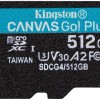 Kingston Canvas Go Plus SDXC 512GB Class 10 U3 V30 A2 UHS-I με αντάπτορα
