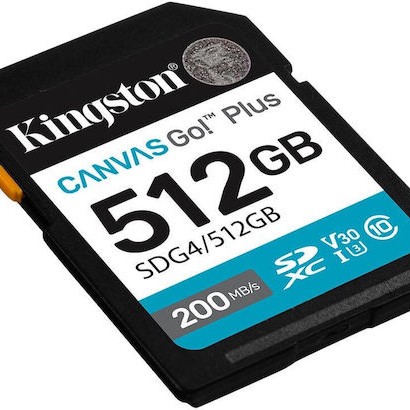 Kingston Canvas Go Plus SDXC 512GB Class 10 U3 V30 UHS-I με αντάπτορα