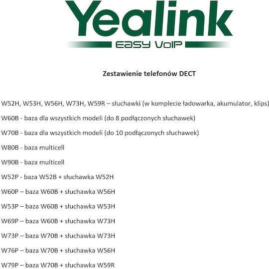 Yealink W79P Ασύρματο Τηλέφωνο IP 10 γραμμών Μαύρο