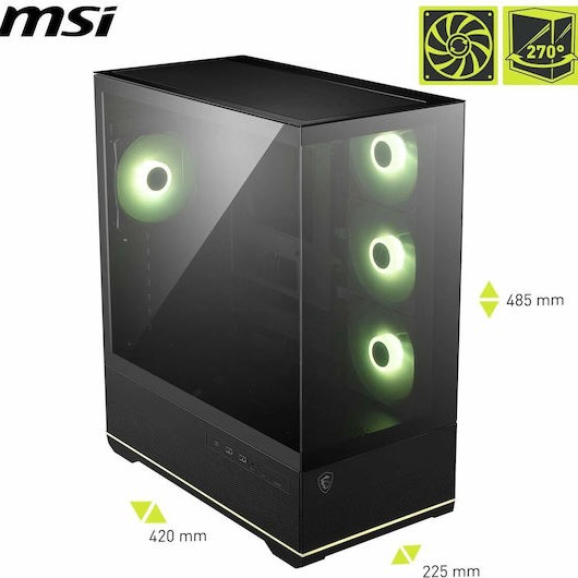 MSI MAG PANO 110R PZ Gaming Midi Tower Κουτί Υπολογιστή με Πλαϊνό Παράθυρο και ARGB Φωτισμό Μαύρο