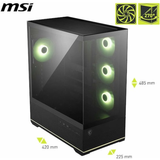 MSI MAG PANO 110R PZ Gaming Midi Tower Κουτί Υπολογιστή με Πλαϊνό Παράθυρο και ARGB Φωτισμό Μαύρο