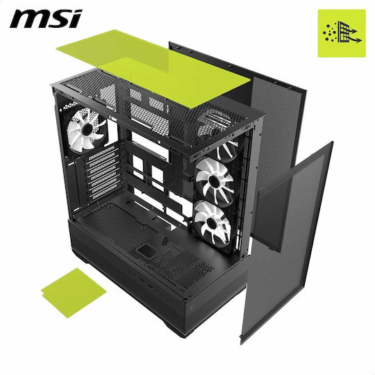 MSI MAG PANO 110R PZ Gaming Midi Tower Κουτί Υπολογιστή με Πλαϊνό Παράθυρο και ARGB Φωτισμό Μαύρο