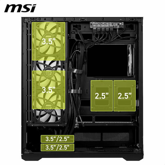 MSI MAG PANO 110R PZ Gaming Midi Tower Κουτί Υπολογιστή με Πλαϊνό Παράθυρο και ARGB Φωτισμό Μαύρο