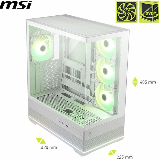 MSI MAG PANO 110R PZ Gaming Midi Tower Κουτί Υπολογιστή με Πλαϊνό Παράθυρο και ARGB Φωτισμό Λευκό