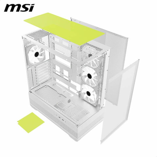 MSI MAG PANO 110R PZ Gaming Midi Tower Κουτί Υπολογιστή με Πλαϊνό Παράθυρο και ARGB Φωτισμό Λευκό