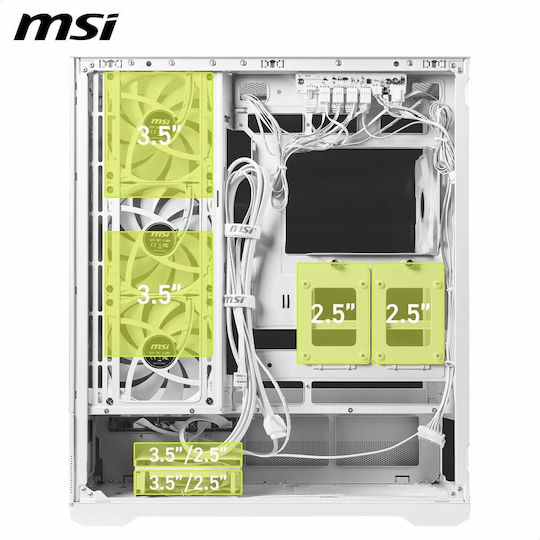 MSI MAG PANO 110R PZ Gaming Midi Tower Κουτί Υπολογιστή με Πλαϊνό Παράθυρο και ARGB Φωτισμό Λευκό
