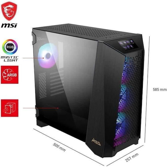 MSI Meg Prospect 700R Gaming Midi Tower Κουτί Υπολογιστή με RGB Φωτισμό Μαύρο