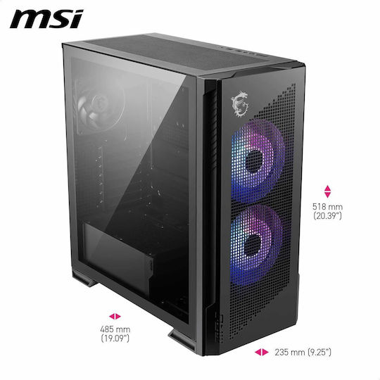 MSI MPG VELOX 300R AIRFLOW PZ Midi Tower Κουτί Υπολογιστή με ARGB Φωτισμό Μαύρο