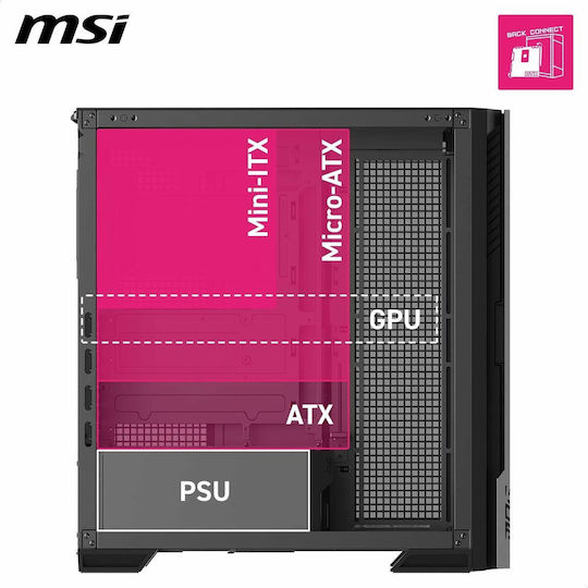 MSI MPG VELOX 300R AIRFLOW PZ Midi Tower Κουτί Υπολογιστή με ARGB Φωτισμό Μαύρο