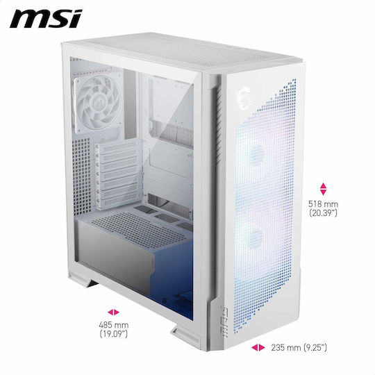 MSI MPG VELOX 300R AIRFLOW PZ Midi Tower Κουτί Υπολογιστή με ARGB Φωτισμό Λευκό