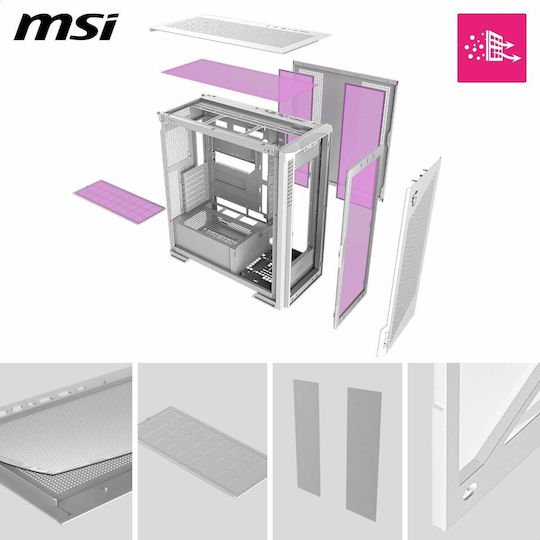 MSI MPG VELOX 300R AIRFLOW PZ Midi Tower Κουτί Υπολογιστή με ARGB Φωτισμό Λευκό