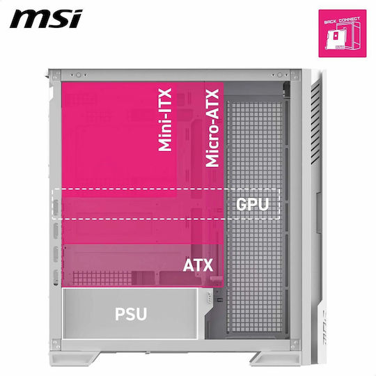 MSI MPG VELOX 300R AIRFLOW PZ Midi Tower Κουτί Υπολογιστή με ARGB Φωτισμό Λευκό