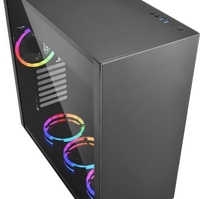 Sharkoon Pure Steel RGB Gaming Midi Tower Κουτί Υπολογιστή με Πλαϊνό Παράθυρο Μαύρο
