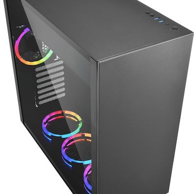 Sharkoon Pure Steel RGB Gaming Midi Tower Κουτί Υπολογιστή με Πλαϊνό Παράθυρο Μαύρο