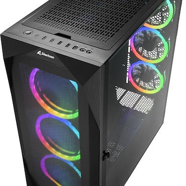 Sharkoon REV300 Gaming Midi Tower Κουτί Υπολογιστή με Πλαϊνό Παράθυρο και RGB Φωτισμό Μαύρο