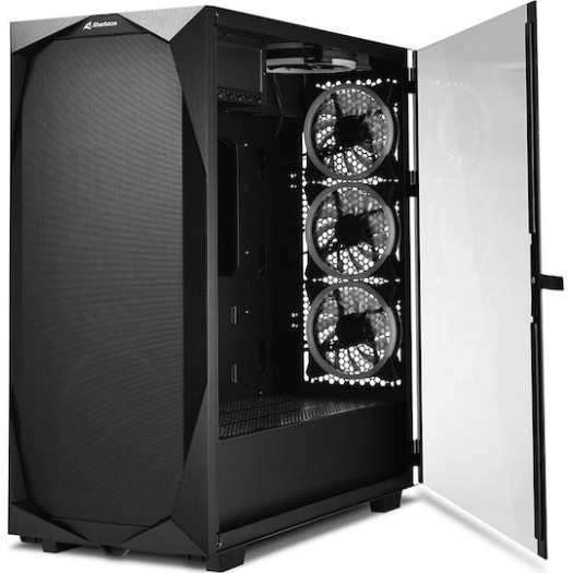 Sharkoon REV300 Gaming Midi Tower Κουτί Υπολογιστή με Πλαϊνό Παράθυρο και RGB Φωτισμό Μαύρο