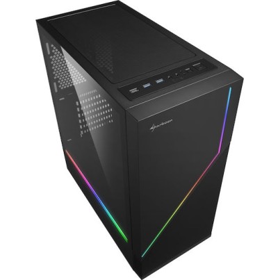 Sharkoon RGB Flow Gaming Midi Tower Κουτί Υπολογιστή με Πλαϊνό Παράθυρο Μαύρο