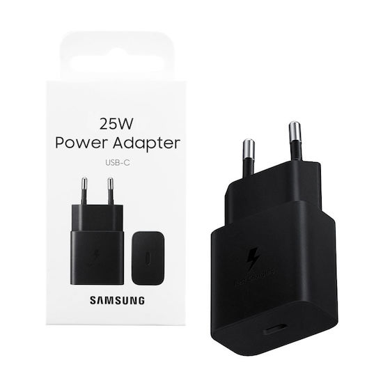 Samsung Φορτιστής Χωρίς Καλώδιο GaN με Θύρα USB-C 25W Power Delivery Μαύρος (EP-T2510N)
