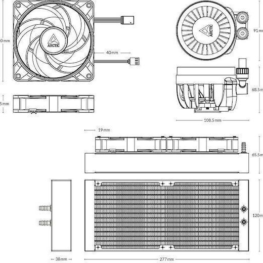 Arctic Freezer III Pro 240 Υδρόψυξη Επεξεργαστή Διπλού Ανεμιστήρα 120mm για Socket AM4/AM5/1700 με ARGB Φωτισμό