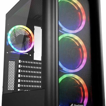 Sharkoon TK5M Gaming Midi Tower Κουτί Υπολογιστή με Πλαϊνό Παράθυρο και RGB Φωτισμό Μαύρο