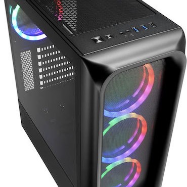 Sharkoon TK5M Gaming Midi Tower Κουτί Υπολογιστή με Πλαϊνό Παράθυρο και RGB Φωτισμό Μαύρο