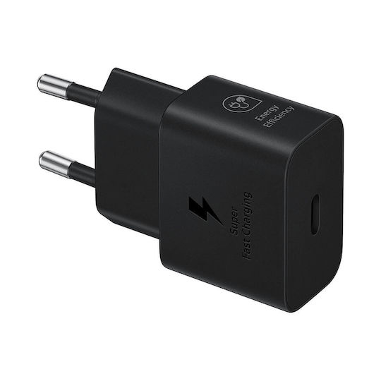 Samsung Φορτιστής με Θύρα USB-C και Καλώδιο USB-C - USB-C 25W Power Delivery Μαύρος (EP-T2510X)