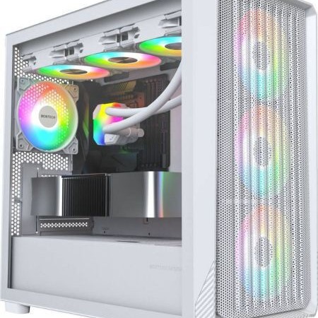 Montech X5M Gaming Mini Tower Κουτί Υπολογιστή με Πλαϊνό Παράθυρο και ARGB Φωτισμό Λευκό