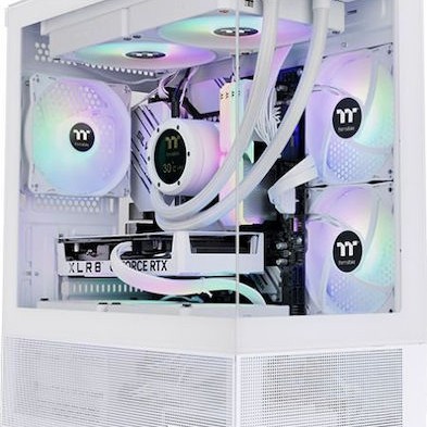 Thermaltake View 170 TG Gaming Micro Tower Κουτί Υπολογιστή με Πλαϊνό Παράθυρο και RGB Φωτισμό Λευκό
