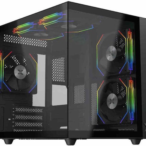 Xigmatek Aqua M Lite Gaming Mini Tower Κουτί Υπολογιστή με Πλαϊνό Παράθυρο και ARGB Φωτισμό Μαύρο