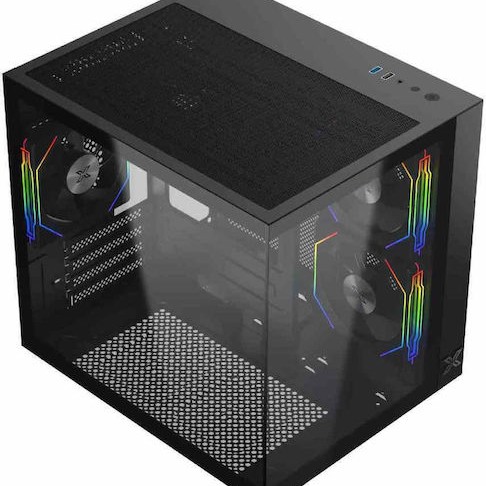 Xigmatek Aqua M Lite Gaming Mini Tower Κουτί Υπολογιστή με Πλαϊνό Παράθυρο και ARGB Φωτισμό Μαύρο