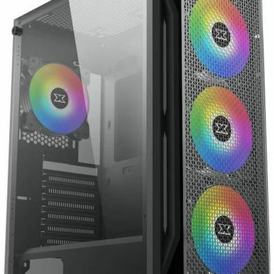 Xigmatek Gaming X Midi Tower Κουτί Υπολογιστή με Πλαϊνό Παράθυρο και RGB Φωτισμό Μαύρο