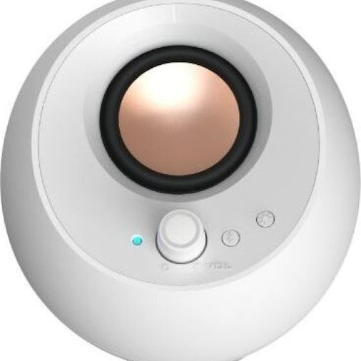 Creative Pebble Pro Ηχεία Υπολογιστή 2.0 με RGB Φωτισμό και Bluetooth Ισχύος 20W σε Λευκό Χρώμα