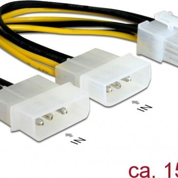 DeLock 4-Pin Molex - 8-Pin PCIe Cable 0.15m Πολύχρωμο 82397
