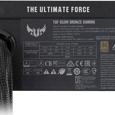 Asus TUF-GAMING-650B 650W Μαύρο Τροφοδοτικό Υπολογιστή Full Wired 80 Plus Bronze