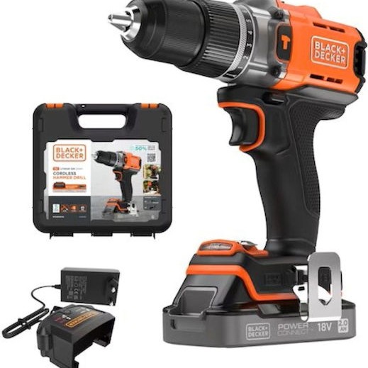 Black & Decker Κρουστικό Δραπανοκατσάβιδο Μπαταρίας 18V 1x2Ah