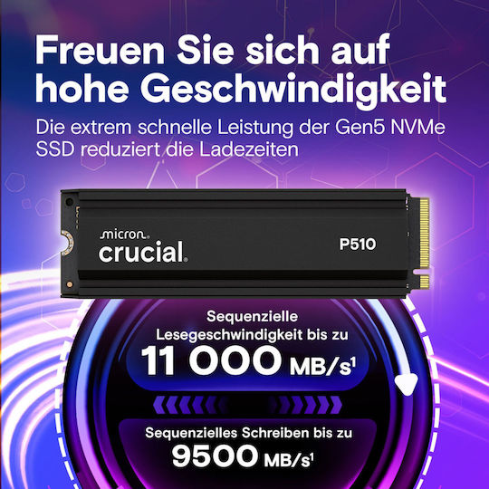 Crucial P510 Gen5 SSD 1TB M.2 NVMe PCI Express 5.0